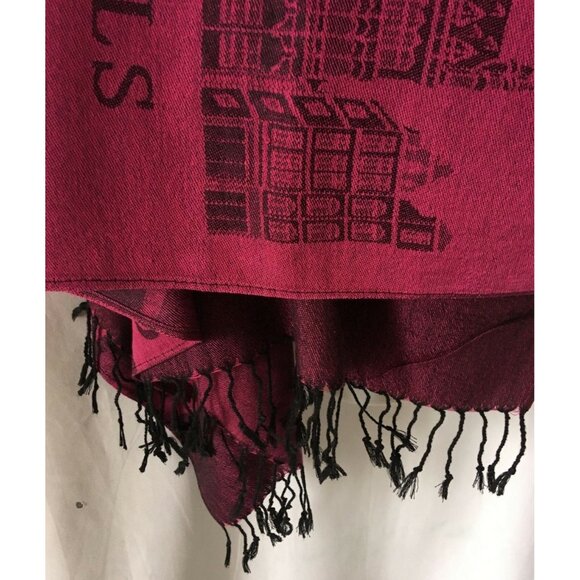 Brussels Women Scarf Pashmina Wrap Red Dual Cotton Viscose Blend Tassels 65*27" - Picture 3 of 8